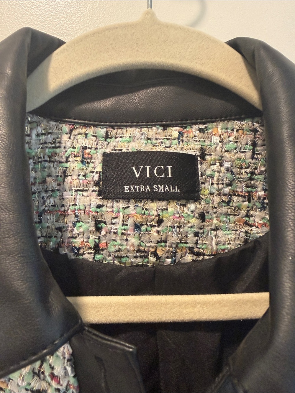 Vici Multicolor Tweed Mini Dress with Black Trim - Picture 5 of 7
